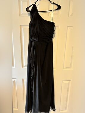 Azazie Black One-Shoulder Evening Gown